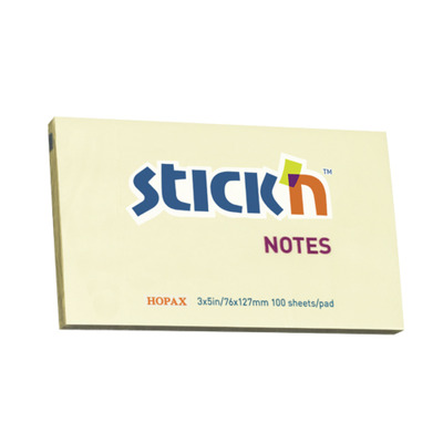 Notes autoadeziv 76 x 127 mm, 100 file, Stick - galben pastel