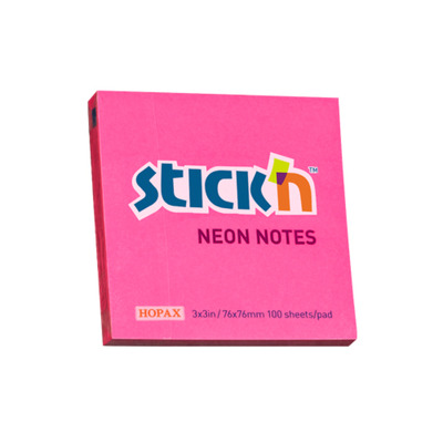 Notes autoadeziv 76 x  76 mm, 100 file, Stick - roz neon