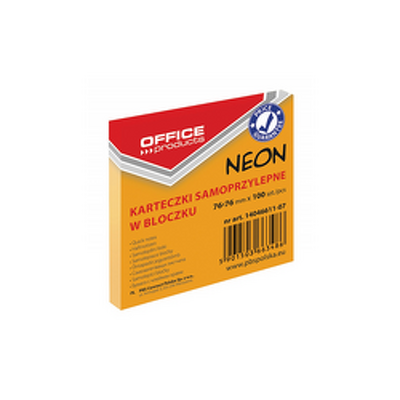 Notes autoadeziv 76 x 76 mm, 100buc/set, Office Products - orange neon