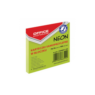 Notes autoadeziv 76 x 76 mm, 100buc/set, Office Products - verde neon