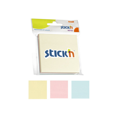 Notes autoadeziv 76 x  76 mm, 3 x 50 file/set, Stick - 3 culori pastel