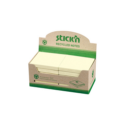 Notes autoadeziv 76 x 76 mm, hartie reciclata, 100 file, 12 buc/cutie, Stickn %u2013 4 culori pastel