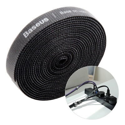 Organizator cabluri (ACMGT-F01), banda velcro autoadeziva, 3m, negru