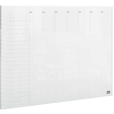 Organizator NOBO, saptamanal, acrylic, pentru birou sau perete, A4, marker inclus, transparent