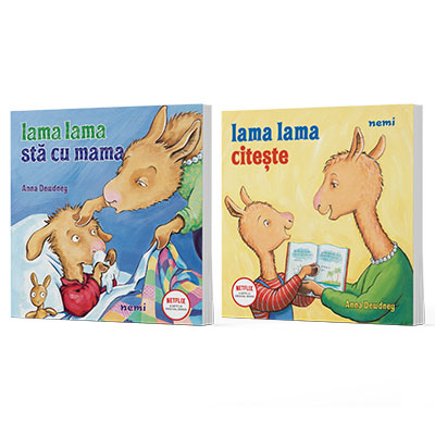 Pachet autor Anna Dewdney. Lama lama citeste si Lama lama sta cu mama