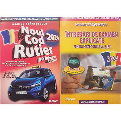 Pachet legislatie pentru permisul auto, 2024. Noul cod rutier 2024 si Intrebari de examen explicate pentru categoriile A, B, BE, A1 si A2