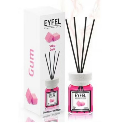 Parfum - odorizant de camera cu betisoare din ratan, Eyfel, aroma Bubble Gum, 120 ml Parfum - odorizant de camera cu betisoare din ratan, Eyfel, aroma Bubble Gum, 120 ml