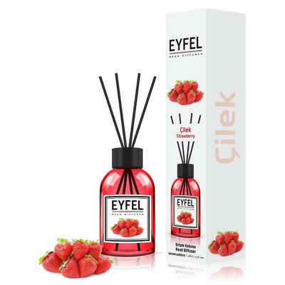 Parfum - odorizant de camera cu betisoare din ratan, Eyfel, Aroma Capsuni, 120 ml