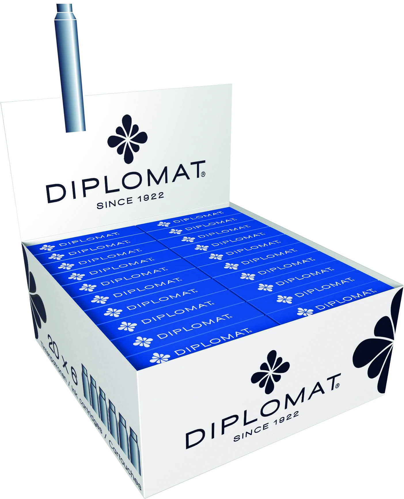 Patroane cerneala, 6 buc/cutie, Diplomat - albastru royal