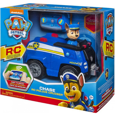 Paw Patrol masinuta cu telecomanda si figurina Chase Police Cruiser