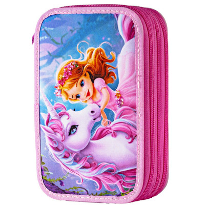 Penar cu 3 fermoare echipat unicorn si printesa