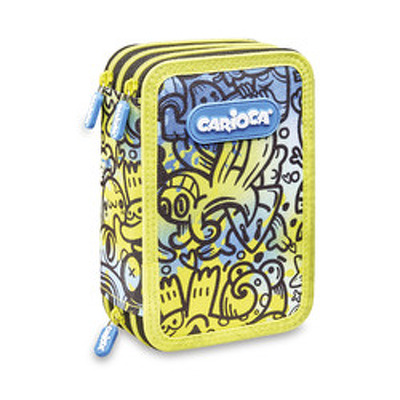 Penar echipat cu 3 compartimente Carioca Comics, bleu-galben