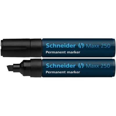 Permanent marker Schneider Maxx 250, varf tesit 2 plus 7mm - negru