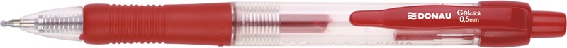 Pix cu gel, cu mecanism retractabil, rubber grip, 0.5 mm, cerneala rezistenta la apa, Donau - rosu