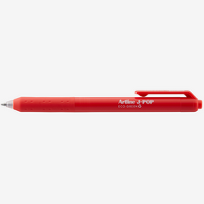 Pix cu gel J-Pop Eco Green, rubber grip, varf 0.7mm - rosu