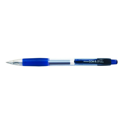 Pix cu gel Penac CCH-3, rubber grip, 0.7mm, corp transparent - scriere albastra
