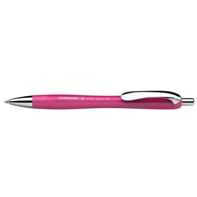 Pix cu scriere albastra Slider Rave XB, rubber grip, accesorii metalice, corp power pink
