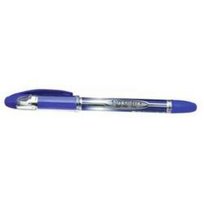 Pix PENAC Soft Glider, rubber grip, 1.6mm, varf metalic, corp transparent - scriere albastra
