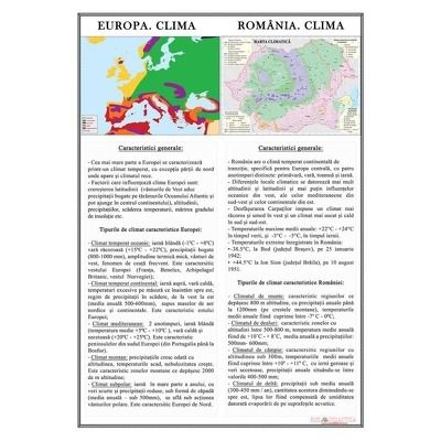 Plansa Europa. Clima, Romania. Clima