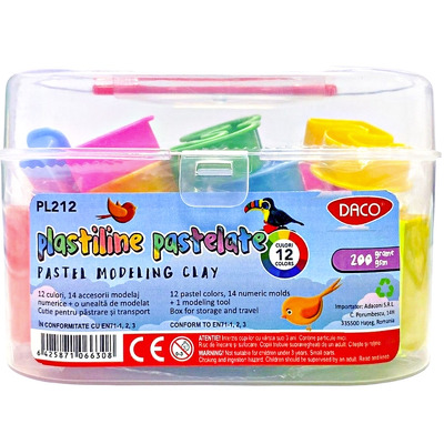 Plastilina 12 culori pastelate DACO PL212