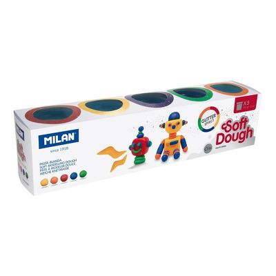 Plastilina usoara 5×142 g Glitter MILAN