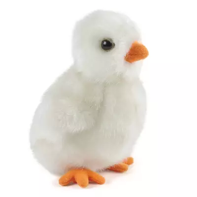 Pui de Gaina Alb pufos 12 cm - Jucarie de plus Living Nature