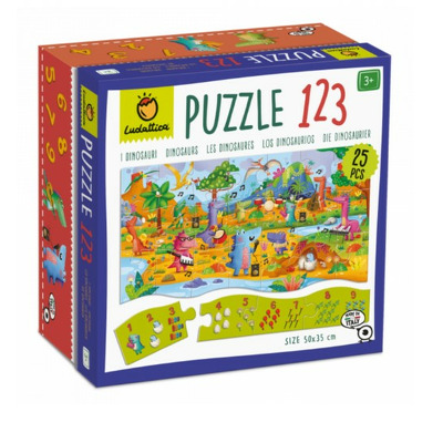 Puzzle 123 - Dinozauri, 25 piese, Ludattica, + 3 ani