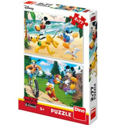 Puzzle 2 in 1 - Mickey campionul (77 piese)