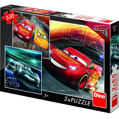 Puzzle 3 in 1 - Cars 3: Cursa cea mare (55 piese)