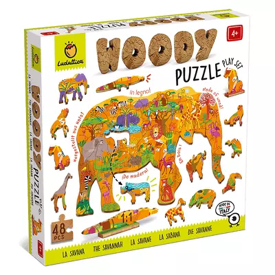 Puzzle de lemn Savana, Ludattica, + 5 ani, 48 piese