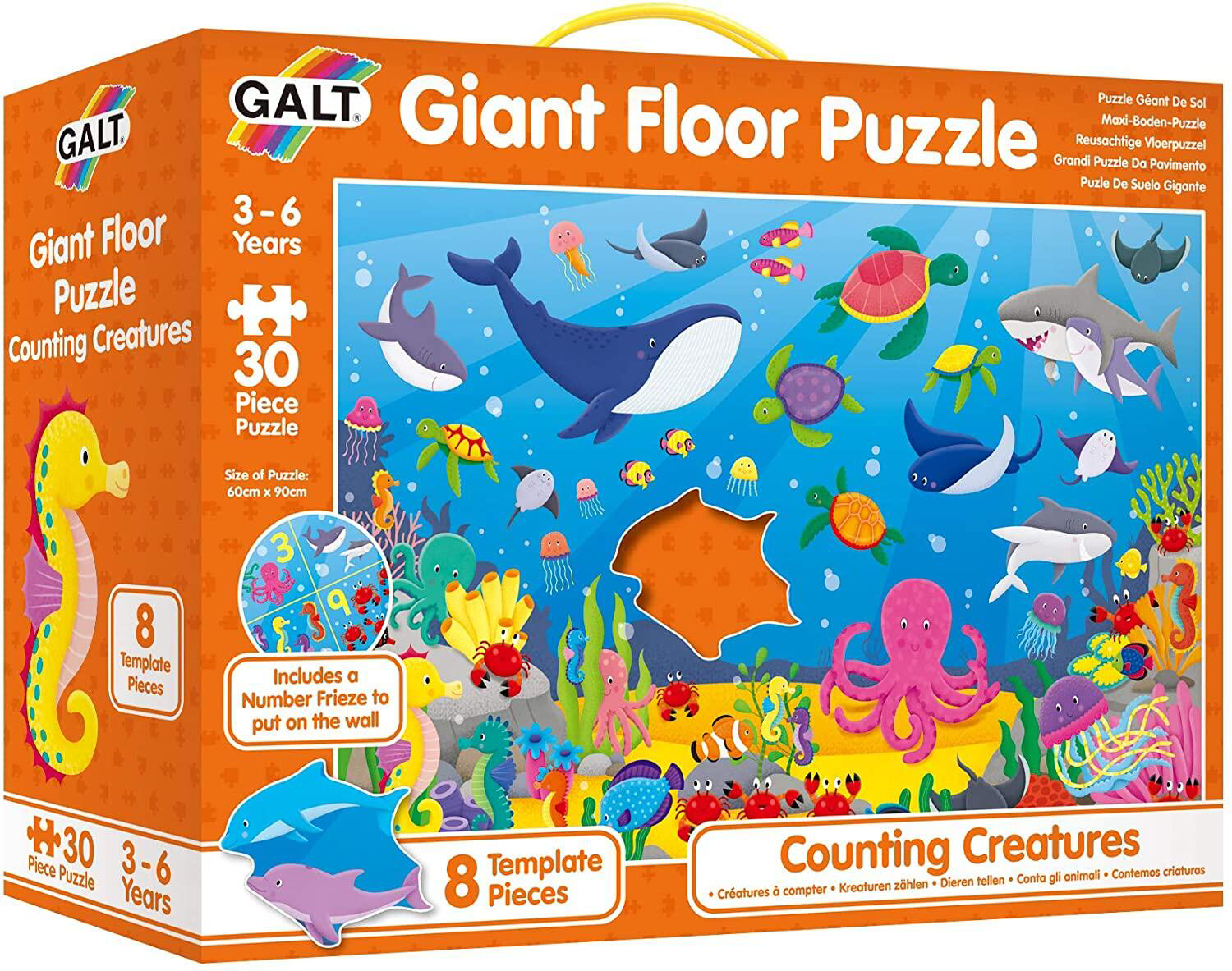 Puzzle pentru podea: Numaram animalute marine