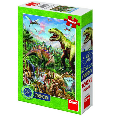 Puzzle XL - Lumea dinozaurilor neon (100 piese)