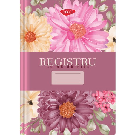 Registru A4 96 file, model floral roz RG496DR