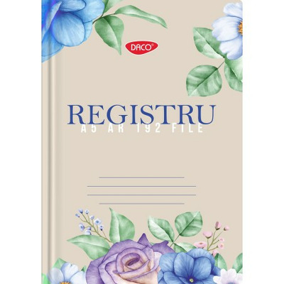 Registru A5 192 file, model floral crem RG5192DR