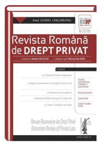 Revista romana de drept privat nr. 1/2016 Revista romana de drept privat nr. 1/2016