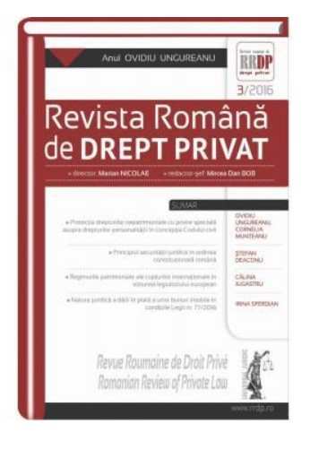 Revista romana de drept privat nr. 3/2016 Revista romana de drept privat nr. 3/2016