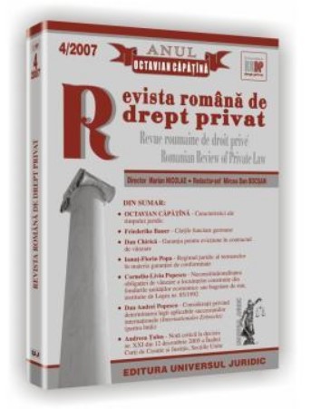 Revista romana de drept privat nr. 4/2007 - Anul Octavian Capatina Revista romana de drept privat nr. 4/2007 - Anul Octavian Capatina