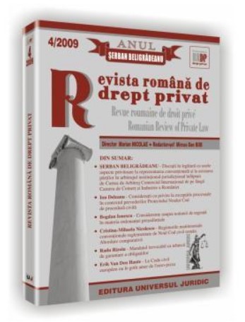 Revista romana de drept privat nr. 4/2009 - Anul Serban Beligradeanu Revista romana de drept privat nr. 4/2009 - Anul Serban Beligradeanu
