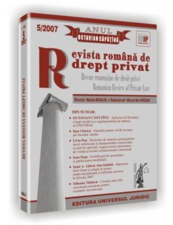 Revista romana de drept privat nr. 5/2007 - Anul Octavian Capatina Revista romana de drept privat nr. 5/2007 - Anul Octavian Capatina