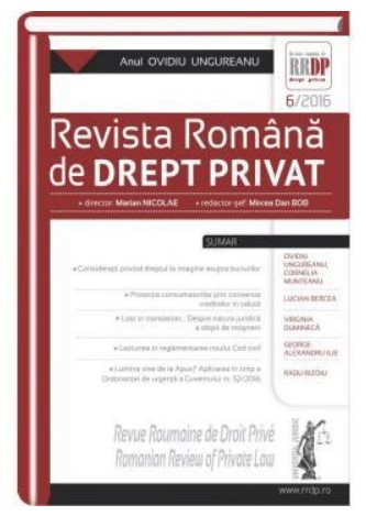 Revista romana de drept privat nr. 6/2016 Revista romana de drept privat nr. 6/2016