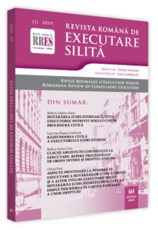 Revista romana de executare silita nr. 1/2019 Revista romana de executare silita nr. 1/2019