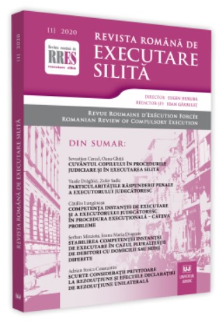 Revista romana de executare silita nr. 1/2020 Revista romana de executare silita nr. 1/2020