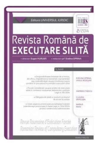Revista romana de executare silita nr. 2/2014 Revista romana de executare silita nr. 2/2014