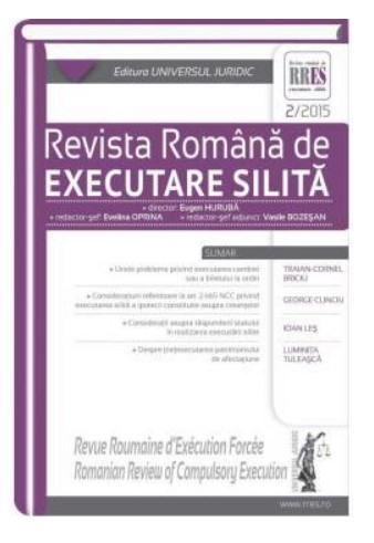 Revista romana de executare silita nr. 2/2015 Revista romana de executare silita nr. 2/2015
