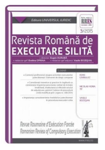 Revista romana de executare silita nr. 3/2015 Revista romana de executare silita nr. 3/2015