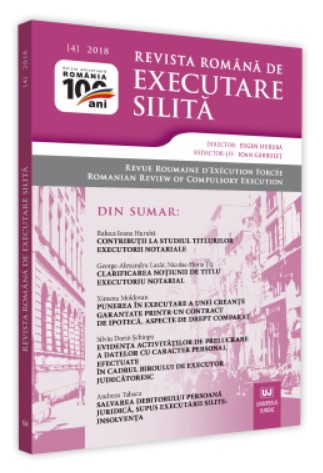 Revista romana de executare silita nr. 4/2018 Revista romana de executare silita nr. 4/2018