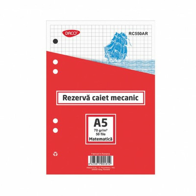 Rezerva caiet mecanic A5 50 file AR Daco