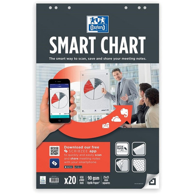 Rezerva hartie flipchart, 65x98mm, OXFORD Smart Chart, 20coli/top, 90g/mp, Scribzee - matematica