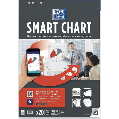 Rezerva hartie flipchart, foaie velina, 65x98mm,20coli/top, 90g/mp, Scribzee - Oxford Smart Chart