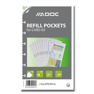 Rezerve folii  A5, pentru 6 carti de vizita, 10 buc/set, Aurora Adoc